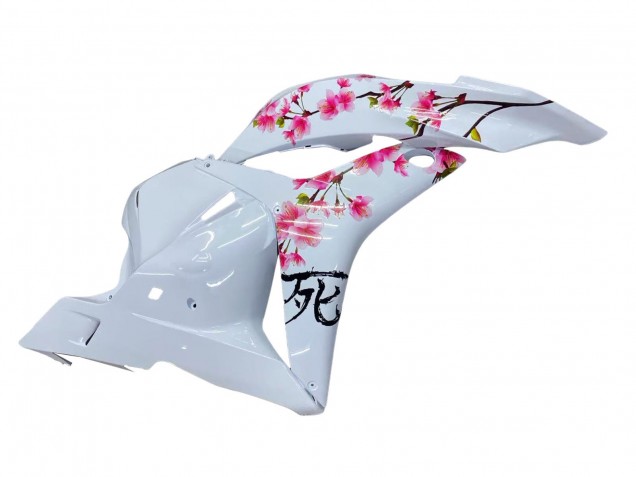 2009-2012 Honda CBR600RR Motorcycle Fairings - White Cherry Blossom Glossy Black