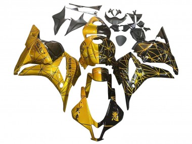 Best 2009-2012 Honda CBR600RR Motorcycle Fairings - Gold Glossy Black