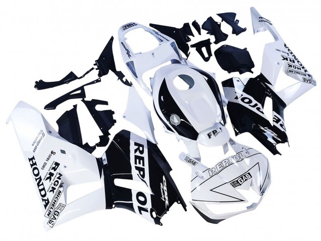 2013-2023 Honda CBR600RR Motorcycle Fairings - White Glossy Black Repsol