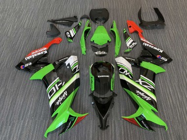 Best 2008-2010 Kawasaki ZX10R Motorcycle Fairings - Green White Red Black Elf Monster Energy