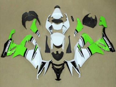 Best 2008-2010 Kawasaki ZX10R Motorcycle Fairings - White Green Black
