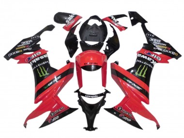 Best 2008-2010 Kawasaki ZX10R Motorcycle Fairings - Red Black Green Monster Elf 27