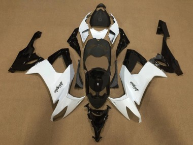 Best 2008-2010 Kawasaki ZX10R Motorcycle Fairings - White Glossy Black