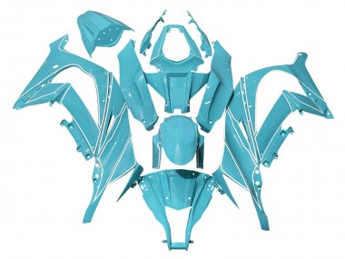 Best 2008-2010 Kawasaki ZX10R Motorcycle Fairings - Light Blue White Lines