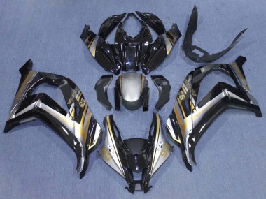 Best 2016-2020 Kawasaki ZX10R Motorcycle Fairings - Glossy Black Silver Gold 93
