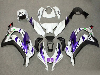 Best 2016-2020 Kawasaki ZX10R Motorcycle Fairings - White Purple Black Alstare 85