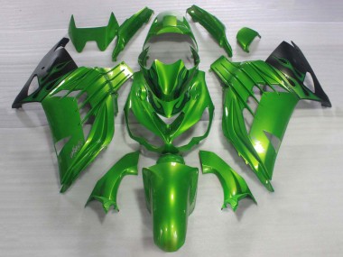 Best 2006-2011 Kawasaki ZX14R ZZR1400 Bike Fairings - Green Glossy Black