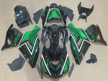 Best 2006-2011 Kawasaki ZX14R ZZR1400 Motorcycle Fairing Kits - Green Glossy Black