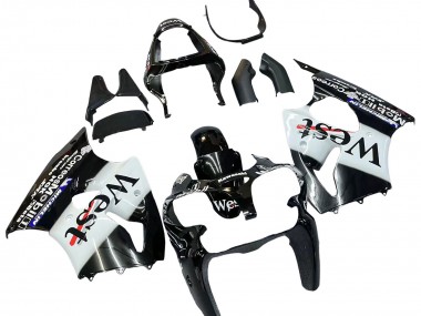 Best 2000-2002 Kawasaki ZX6R Motorcycle Fairings - Glossy Black White West Michelin