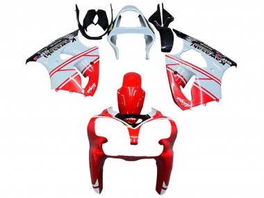 Best 2000-2002 Kawasaki ZX6R Motorcycle Fairings - White Red Black