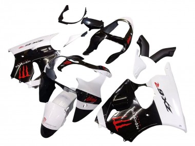Best 2000-2002 Kawasaki ZX6R Motorcycle Fairings - White Black Red Monster