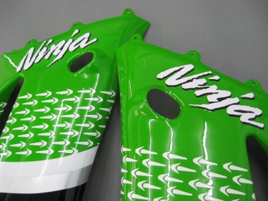 Best 2003-2004 Kawasaki ZX6R Motorcycle Fairings - Green White Black Elf Bridgestone