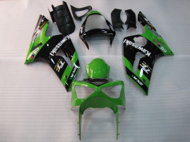Best 2003-2004 Kawasaki ZX6R Motorcycle Fairings - Green Black Elf Bridgestone