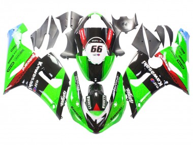 Best 2005-2006 Kawasaki ZX6R Motorcycle Fairings - Green Red Black Elf 66