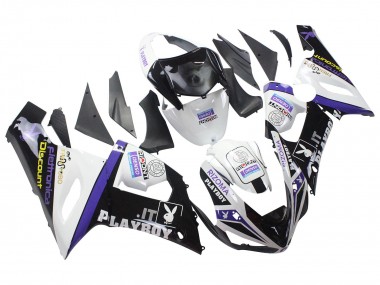 Best 2005-2006 Kawasaki ZX6R Motorcycle Fairings - White Purple Black Rizoma Playboy DENSO