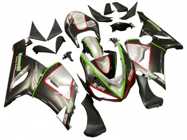 Best 2005-2006 Kawasaki ZX6R Motorcycle Fairings - Black Silver Green Red K-26