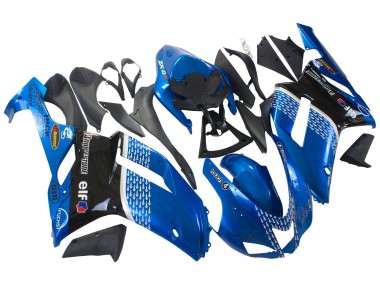 Best 2007-2008 Kawasaki ZX6R Motorcycle Fairings - Black Blue Elf