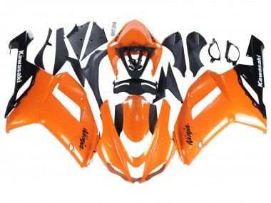 Best 2007-2008 Kawasaki ZX6R Motorcycle Fairings - Orange Black Ninja