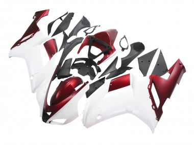 Best 2007-2008 Kawasaki ZX6R Motorcycle Fairing - White Red