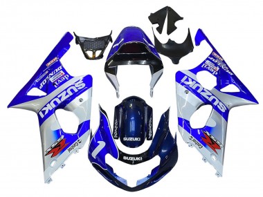 Best 2000-2002 Suzuki GSXR1000 Motorcycle Fairings - Blue White Silver Castrol Dunlop