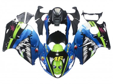 Best 1996-2007 Suzuki GSXR 1300 Hayabusa Motorcycle Fairings - Blue Green Shark 46