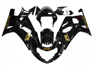 Best 2001-2003 Suzuki GSXR 600 / GSXR 750 Motorcycle Fairings - Glossy Black Gold Decal