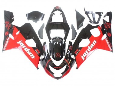 Best 2004-2005 Suzuki GSXR 600 / GSXR 750 Motorcycle Fairings - Glossy Black Red Jordan Michelin