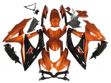 Best 2008-2010 Suzuki GSXR 600 / GSXR 750 Motorcycle Fairing - Orange Glossy Black