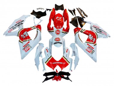 Best 2008-2010 Suzuki GSXR 600 / GSXR 750 Motorcycle Fairings - White Red Motul Lucky Strike