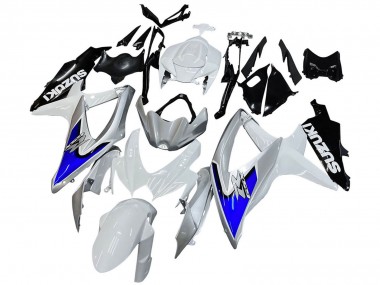 Best 2008-2010 Suzuki GSXR 600 / GSXR 750 Motorcycle Fairings - White Silver Blue Black