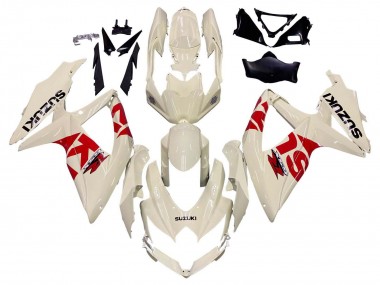 Best 2008-2010 Suzuki GSXR 600 / GSXR 750 Motorcycle Fairings - Cream White Red Black