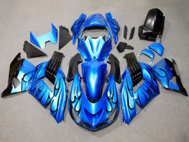 Best 2011-2024 Suzuki GSXR 600 / GSXR 750 Motorcycle Fairings - Blue Black Flame