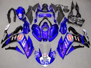 Best 2015-2018 Yamaha YZF R3/R25 Motorcycle Fairings - Blue White Black ENEOS 55