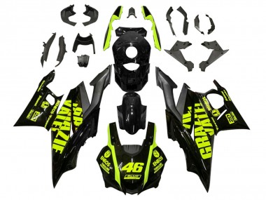 Best 2019-2021 Yamaha YZF R3/R25 Motorcycle Fairings - Black Neon Yellow 46