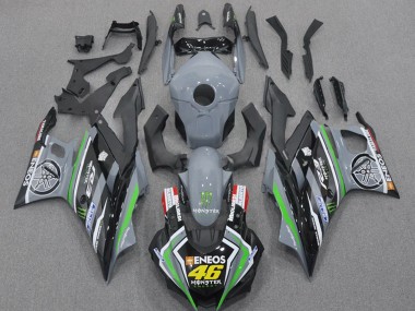 Best 2022-2024 Yamaha YZF R3/R25 Motorcycle Fairings - Nardo Grey Green Black Monster ENEOS 46
