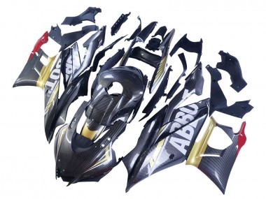 Best 2022-2024 Yamaha YZF R3/R25 Motorcycle Fairings - Black Carbon Fiber Style Gold Red ABBOT