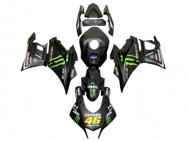 Best 2022-2024 Yamaha YZF R3/R25 Motorcycle Fairings - Black Green Monster ENEOS 46