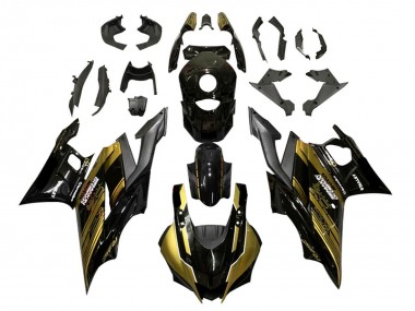 Best 2022-2024 Yamaha YZF R3/R25 Motorcycle Fairings - Gold Glossy Black Semakin Didepan