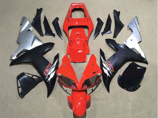 2002-2003 Yamaha YZF 1000 R1 Motorcycle Fairings - Red Silver Matte Black