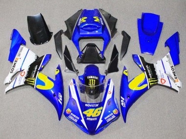 Best 2002-2003 Yamaha YZF 1000 R1 Motorcycle Fairings - Blue White Black Yellow Monster 46