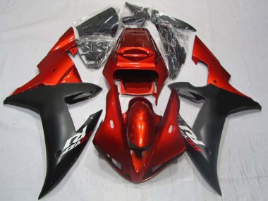 Best 2002-2003 Yamaha YZF 1000 R1 Motorcycle Fairings - Red Matte Black