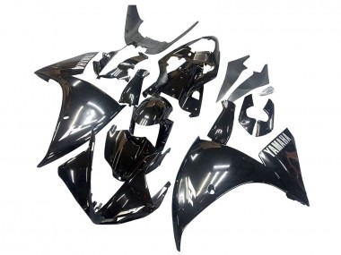 Best 2009-2011 Yamaha YZF 1000 R1 Motorcycle Fairings - Glossy Black White Decal
