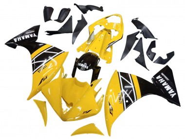 Best 2009-2011 Yamaha YZF 1000 R1 Motorcycle Fairing Kits - Yellow White Black Stripe