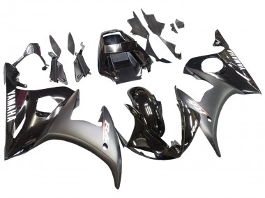 Best 2006-2009 Yamaha YZF R6S Motorcycle Fairings - Glossy Black Matte Black White Decals