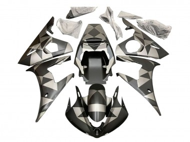 Best 2006-2009 Yamaha YZF R6S Motorcycle Fairings - Black Red Geometric