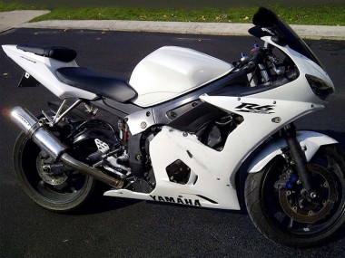 Best 2006-2009 Yamaha YZF R6S Motorcycle Fairings - White Black Decals