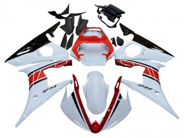 Best 2006-2009 Yamaha YZF R6S Motorcycle Fairings - White Red Glossy Black
