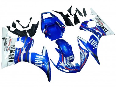 Best 2005 Yamaha YZF 600 R6 Motorcycle Fairings - Blue White Red Motul Michelin Fiat