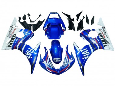 Best 2005 Yamaha YZF 600 R6 Motorcycle Fairings - Blue White Red Motul Michelin Fiat