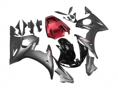 Best 2005 Yamaha YZF 600 R6 Motorcycle Fairings - Matte Black Glossy Black Grey Red